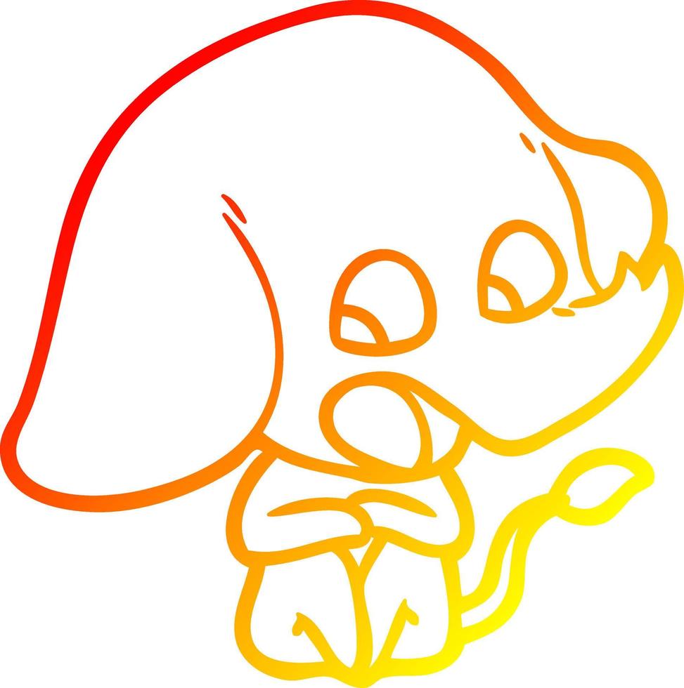 warm gradient line drawing cute cartoon elephant vector