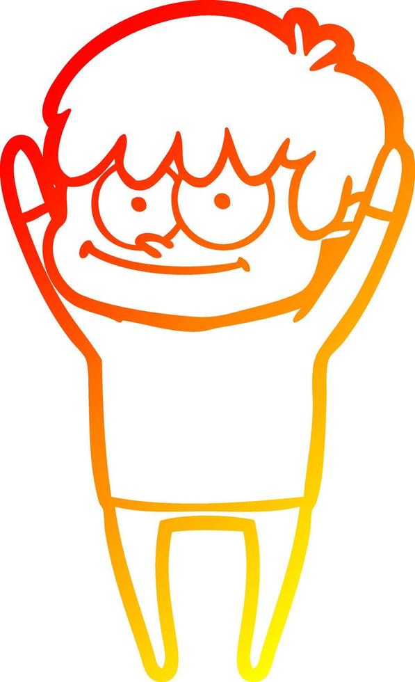 warm gradient line drawing happy cartoon man vector