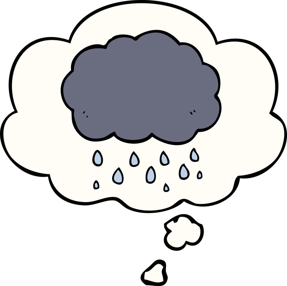 cartoon cloud raining and thought bubble vector