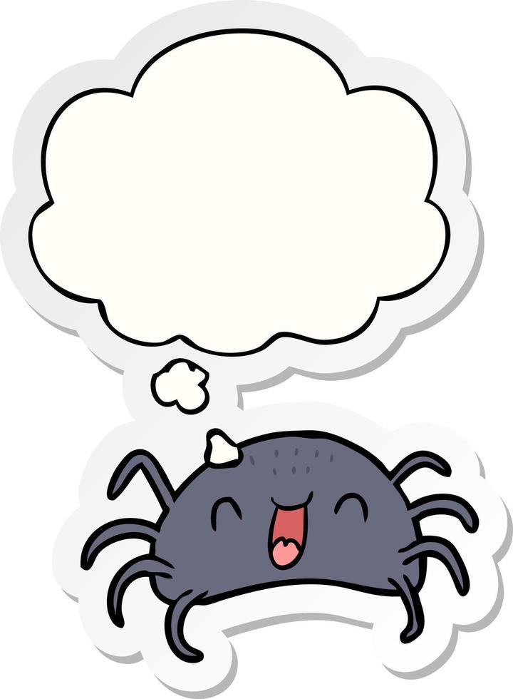 cartoon spider and thought bubble as a printed sticker vector