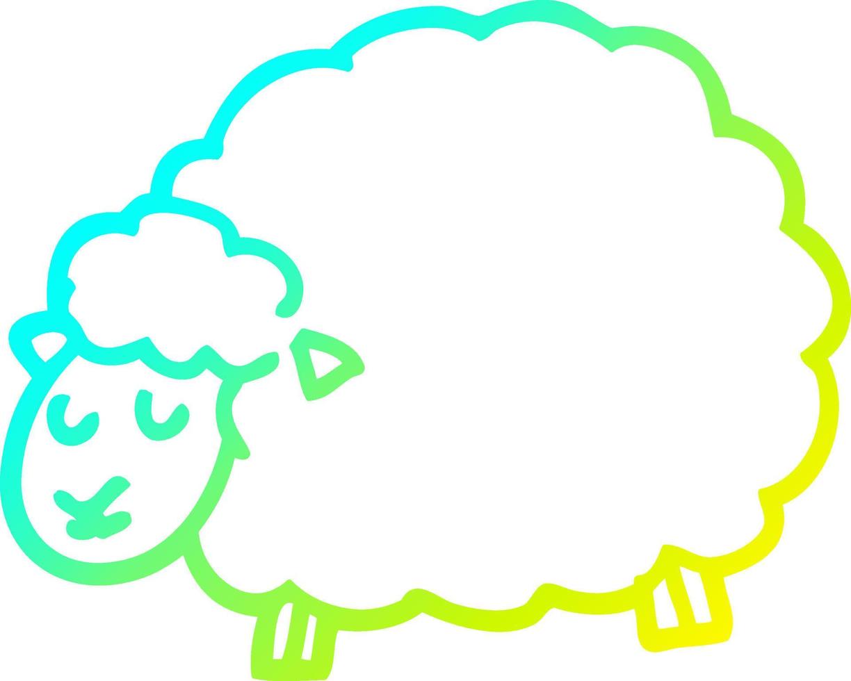 cold gradient line drawing cartoon sheep vector