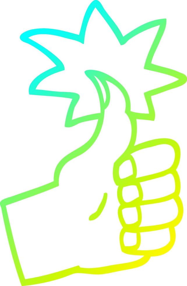 cold gradient line drawing cartoon thumbs up symbol vector