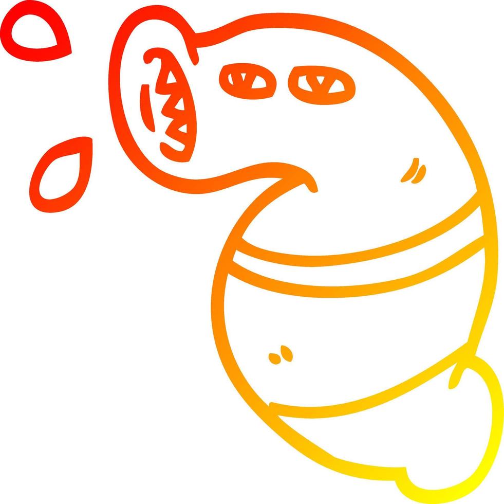 warm gradient line drawing cartoon monster leech vector