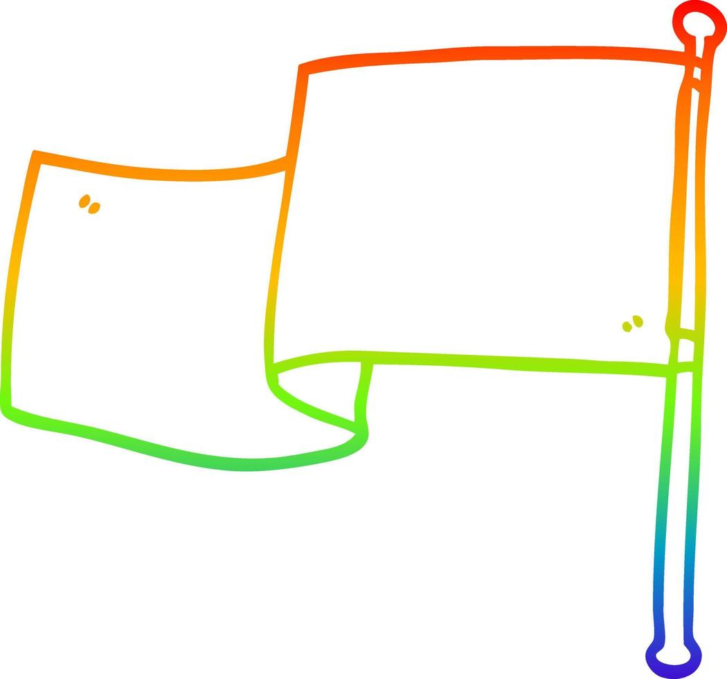 rainbow gradient line drawing cartoon red flag vector