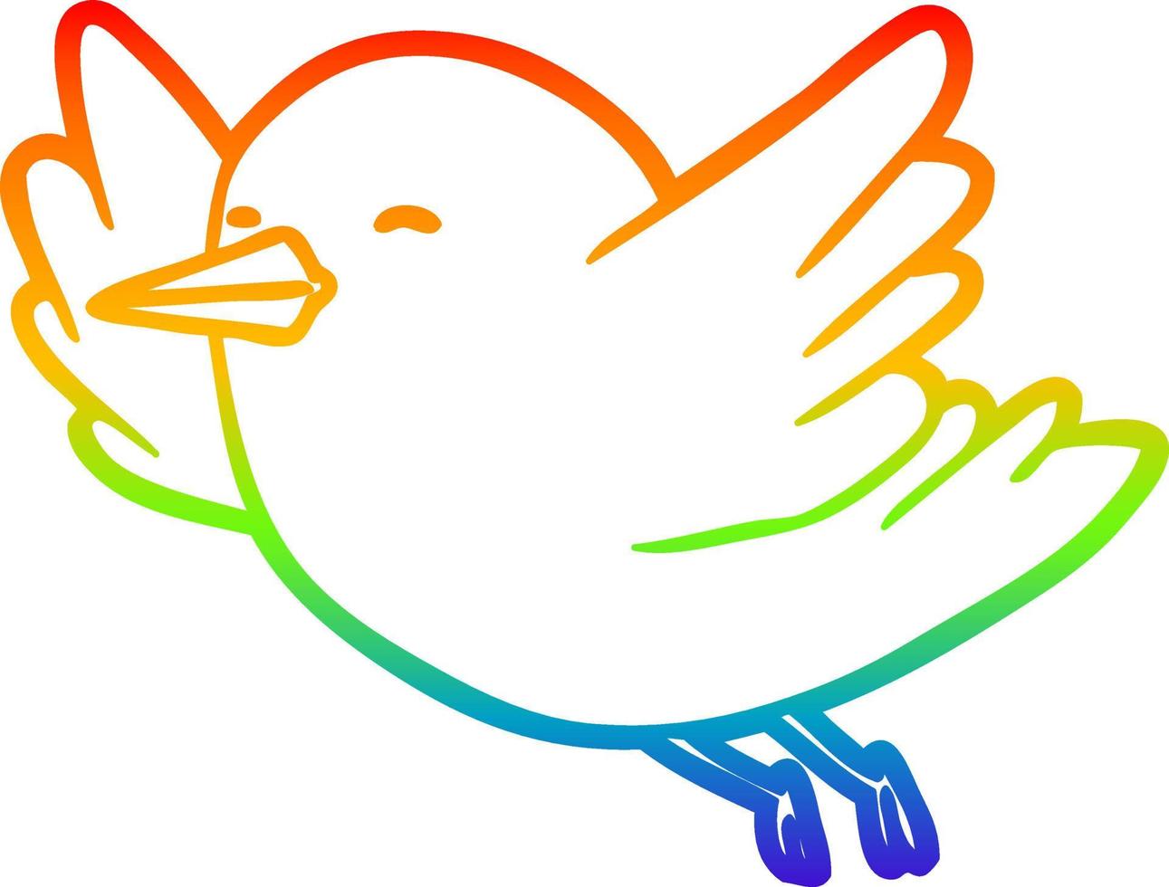 rainbow gradient line drawing bird flying vector