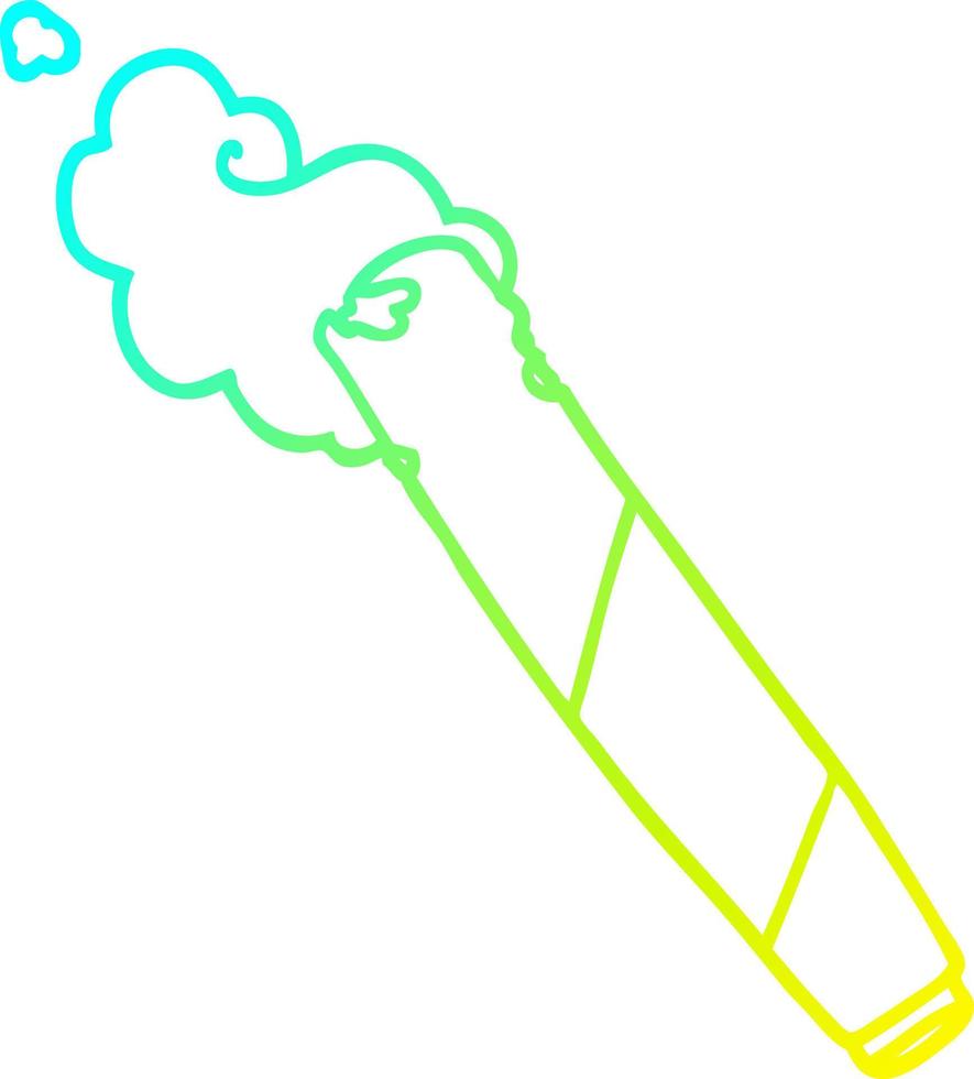 cold gradient line drawing cartoon smoking joint vector