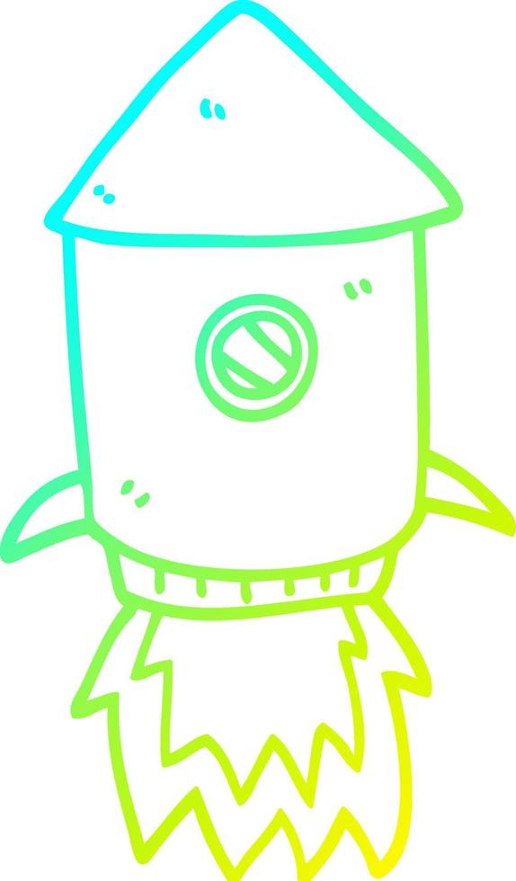 cold gradient line drawing cartoon space rocket vector