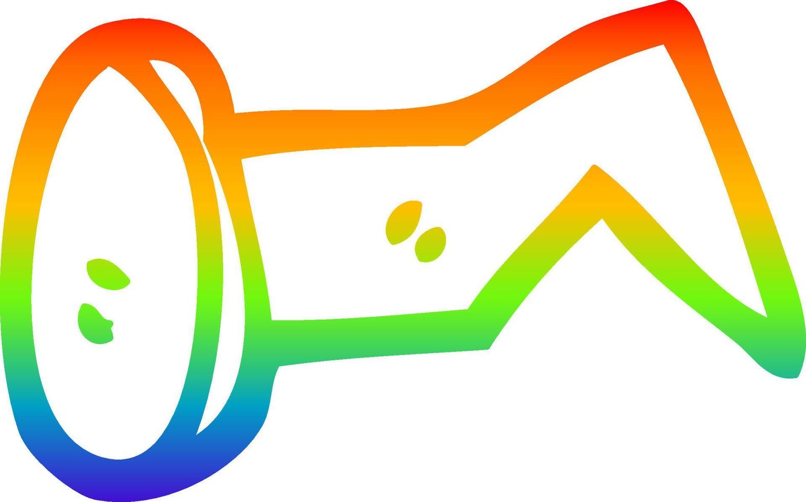 dibujo de línea de gradiente de arco iris clavo de hierro doblado de dibujos animados vector