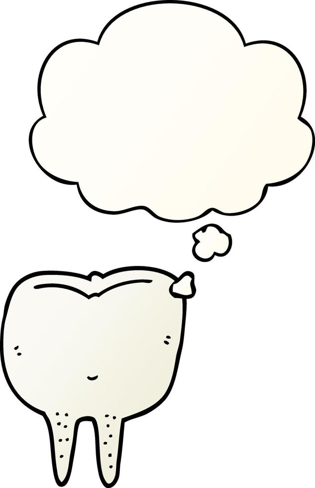 cartoon tooth and thought bubble in smooth gradient style vector