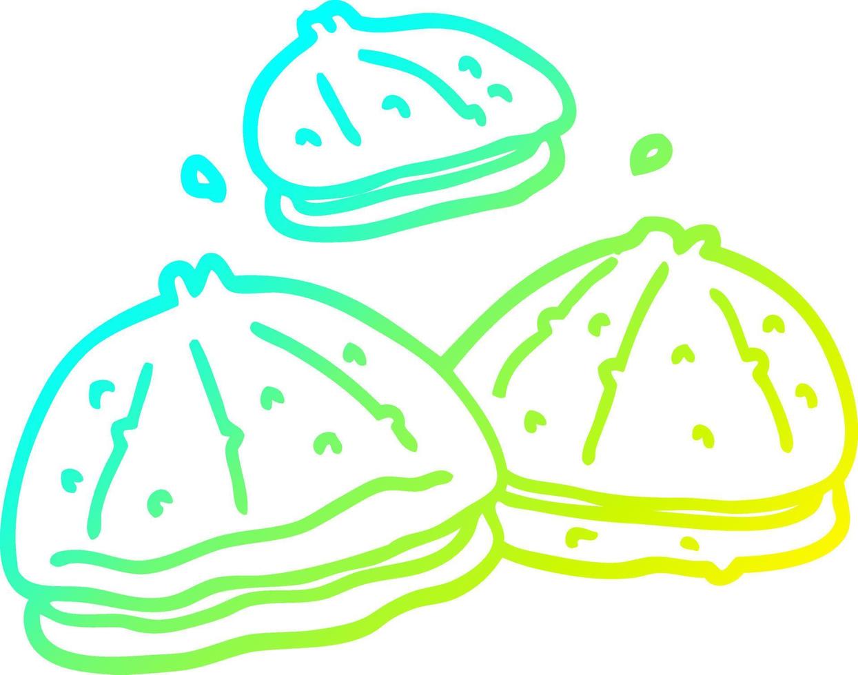 cold gradient line drawing cartoon fresh oysters vector