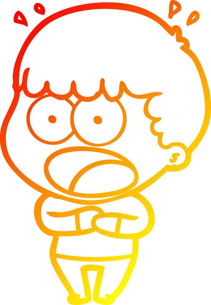 warm gradient line drawing cartoon shocked man vector