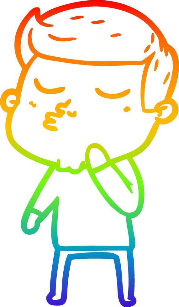 rainbow gradient line drawing cartoon model guy pouting vector