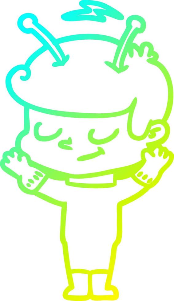 cold gradient line drawing friendly cartoon spaceman vector