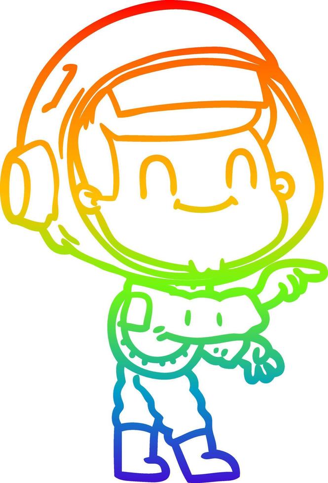 arco iris gradiente línea dibujo feliz dibujos animados astronauta hombre vector