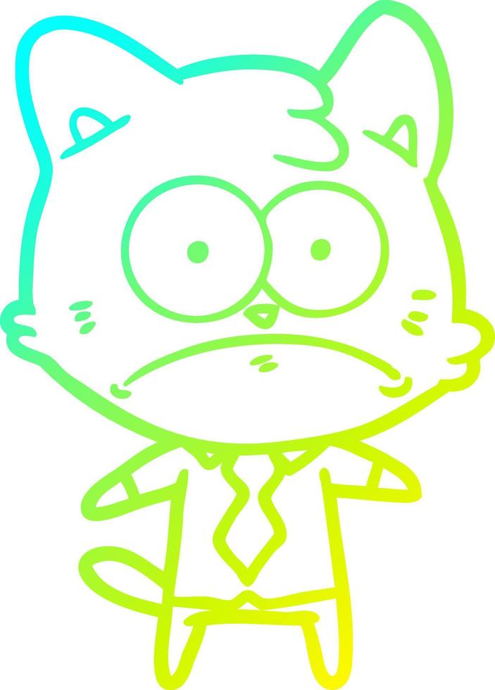 cold gradient line drawing cartoon nervous business cat vector