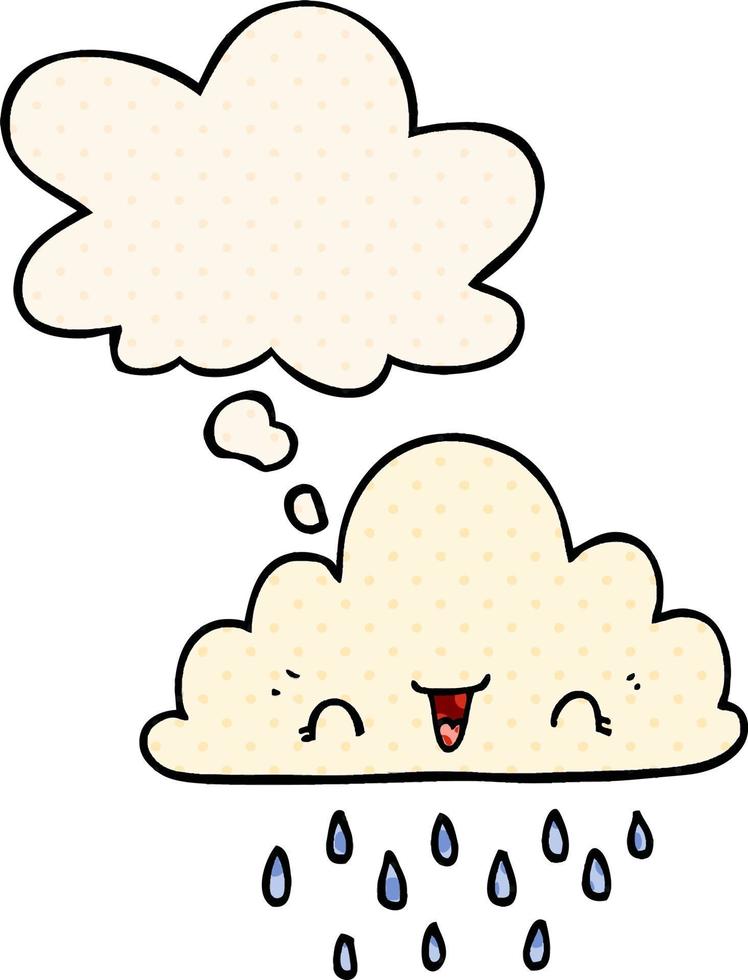 cartoon storm cloud and thought bubble in comic book style vector