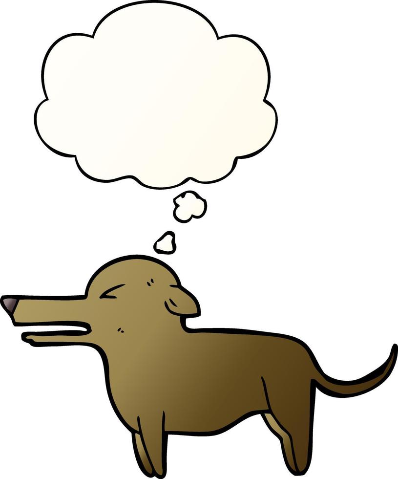 cartoon dog and thought bubble in smooth gradient style vector