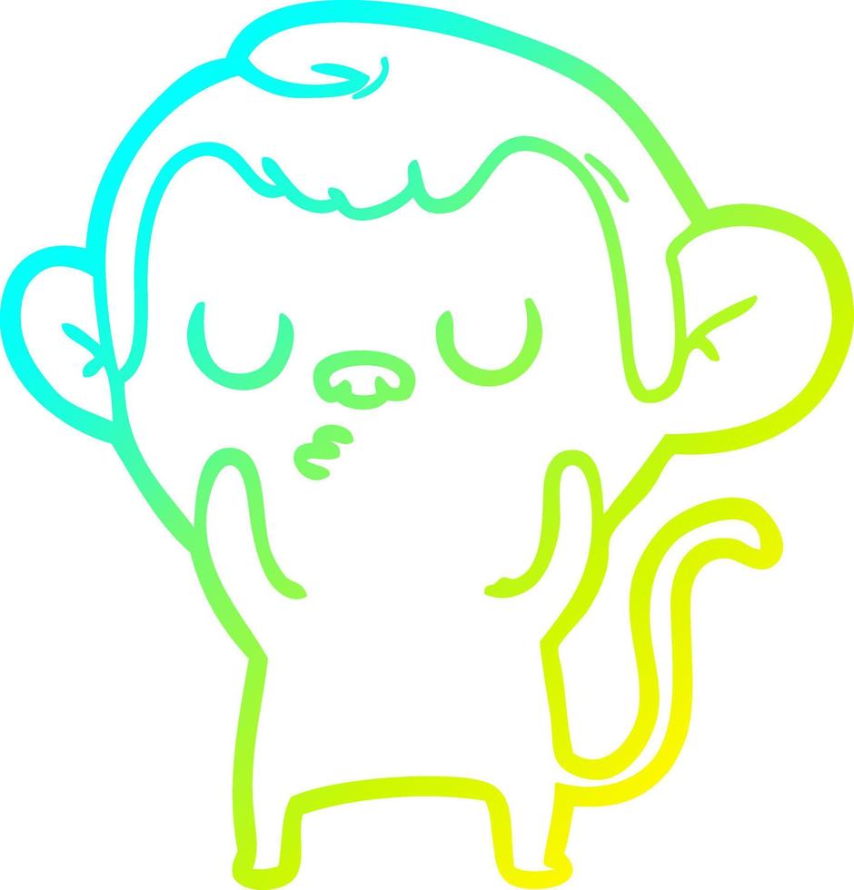 cold gradient line drawing cartoon monkey vector