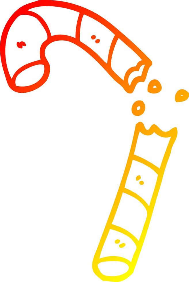 warm gradient line drawing cartoon xmas candy cane vector