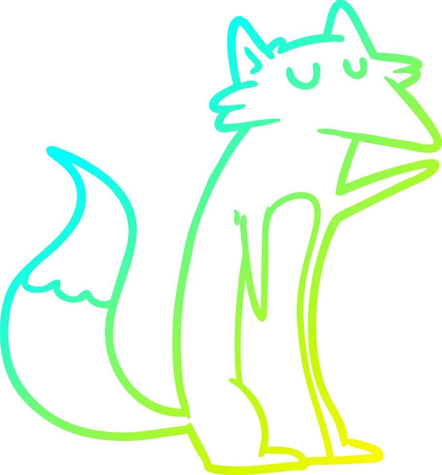 cold gradient line drawing cartoon fox vector