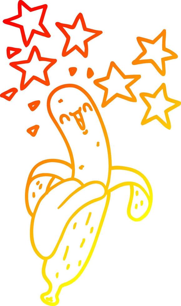 warm gradient line drawing cartoon magic banana vector