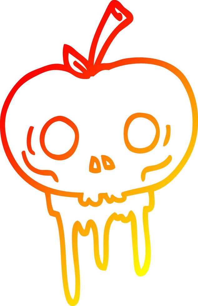 cálido gradiente línea dibujo dibujos animados halloween manzana vector