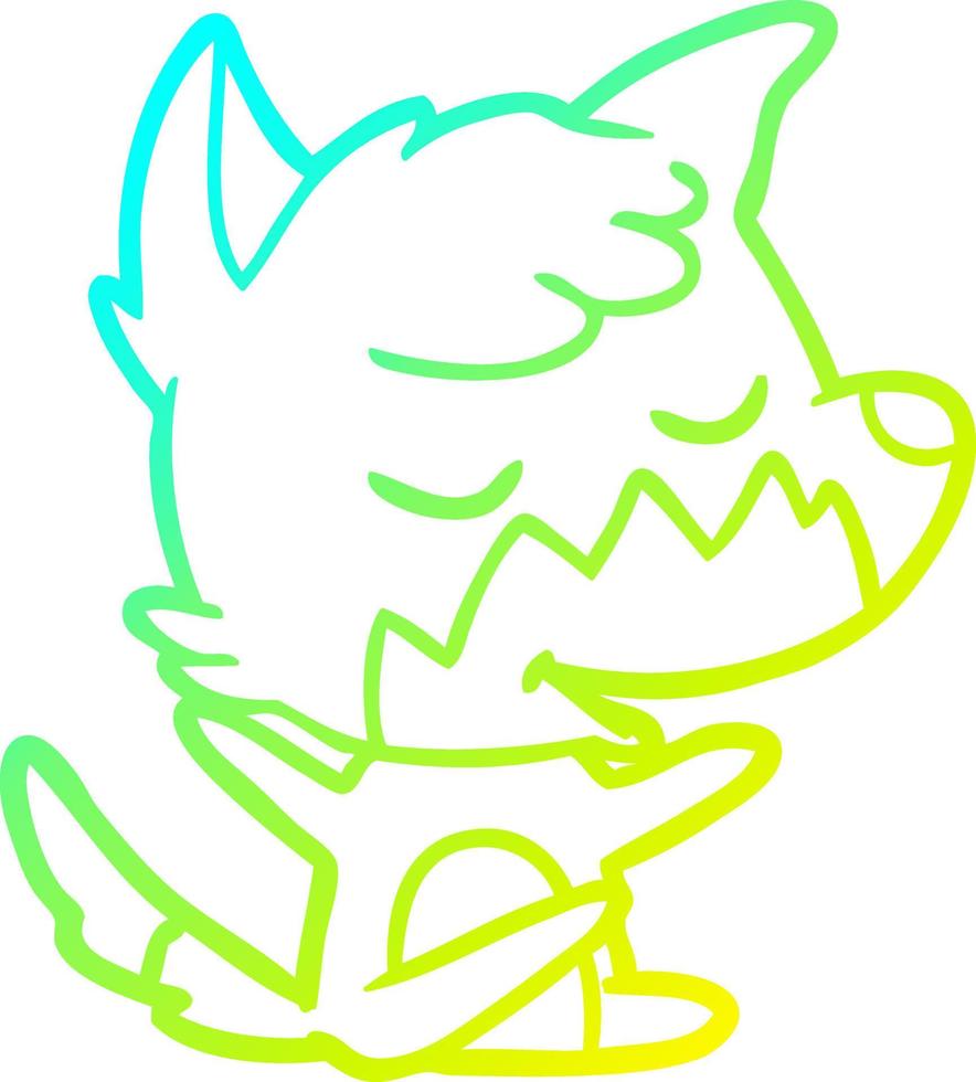 cold gradient line drawing friendly cartoon fox vector