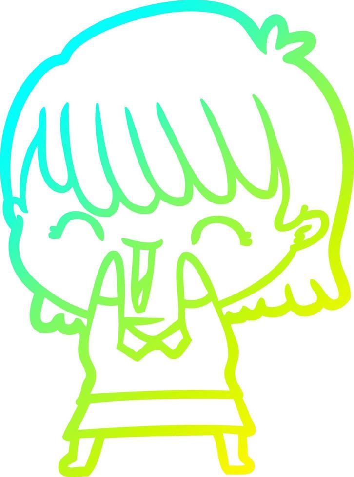cold gradient line drawing cartoon woman vector