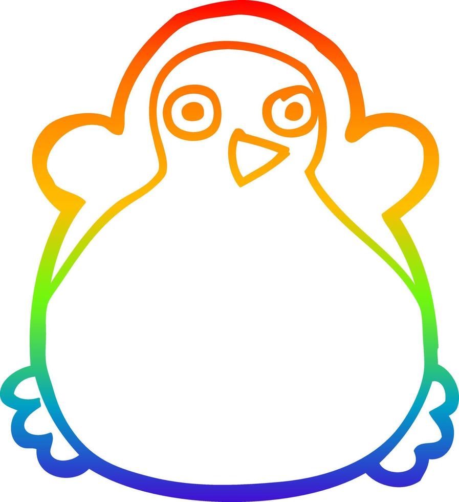 rainbow gradient line drawing cartoon penguin vector