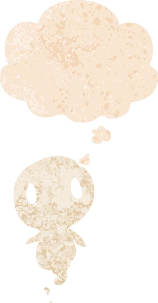 cartoon ghost and thought bubble in retro textured style vector