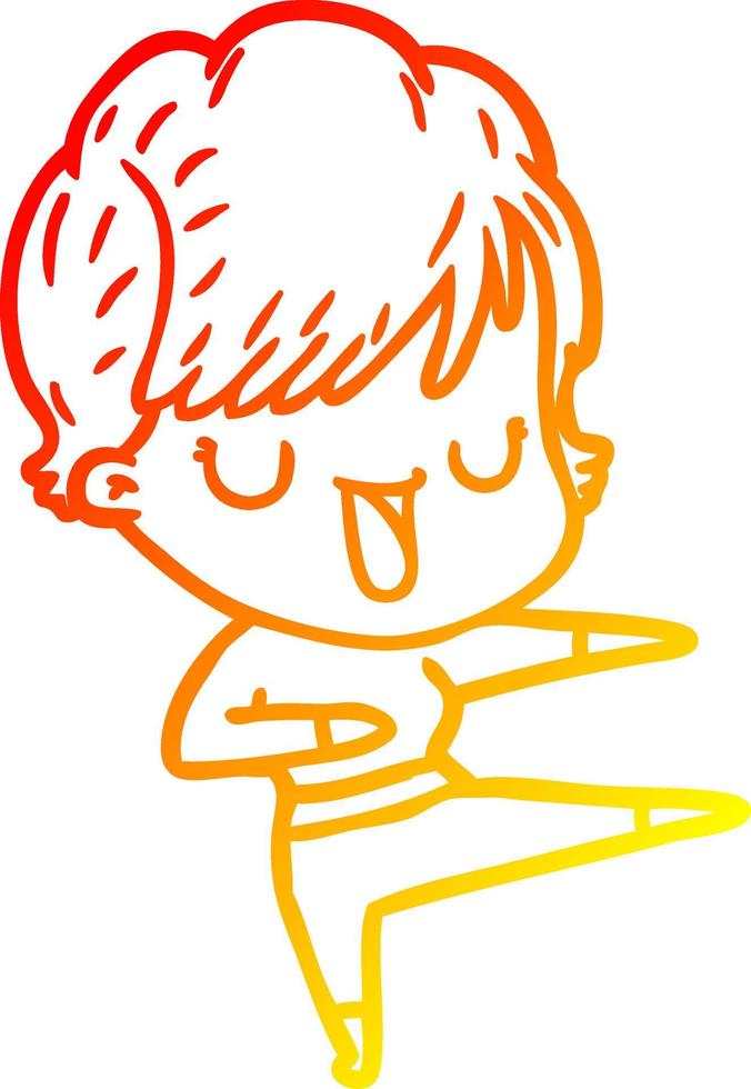 warm gradient line drawing cartoon woman talking vector