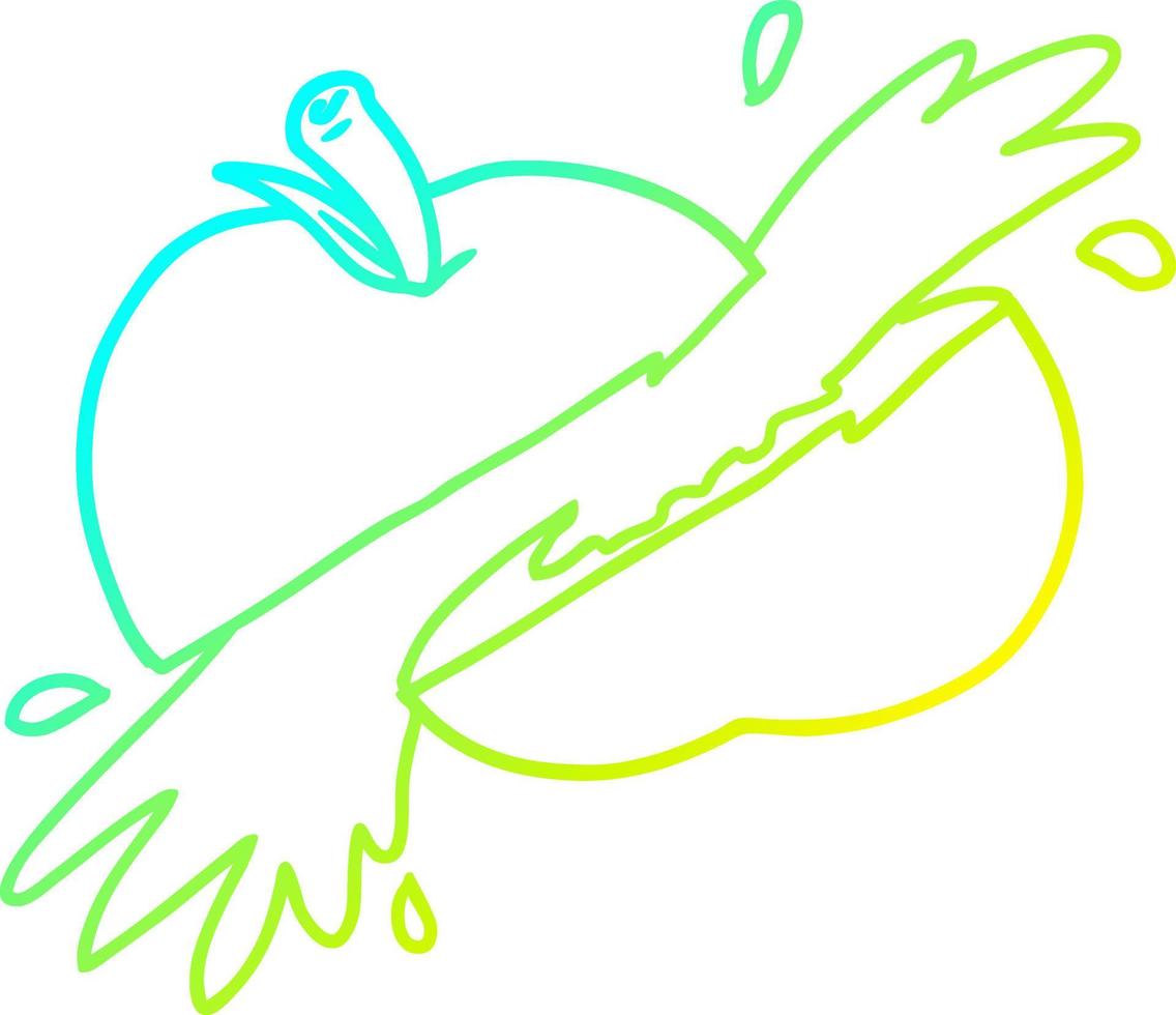 cold gradient line drawing cartoon sliced apple vector