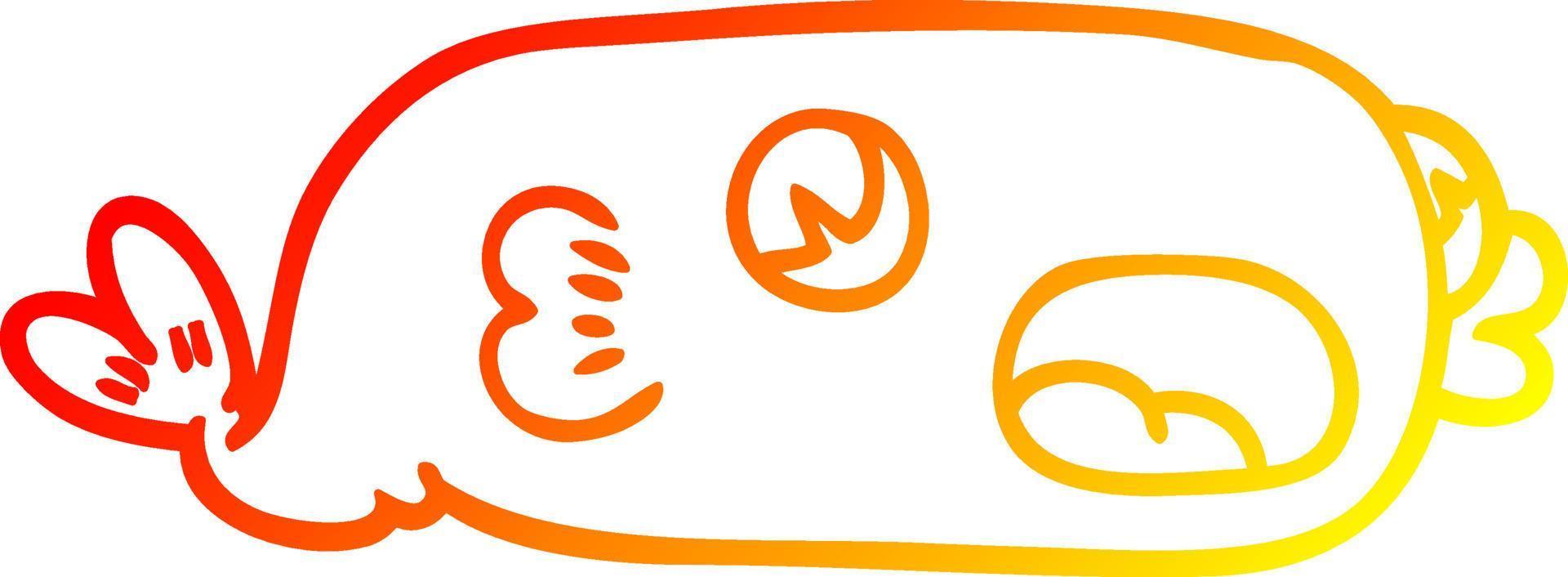 warm gradient line drawing cartoon fish vector