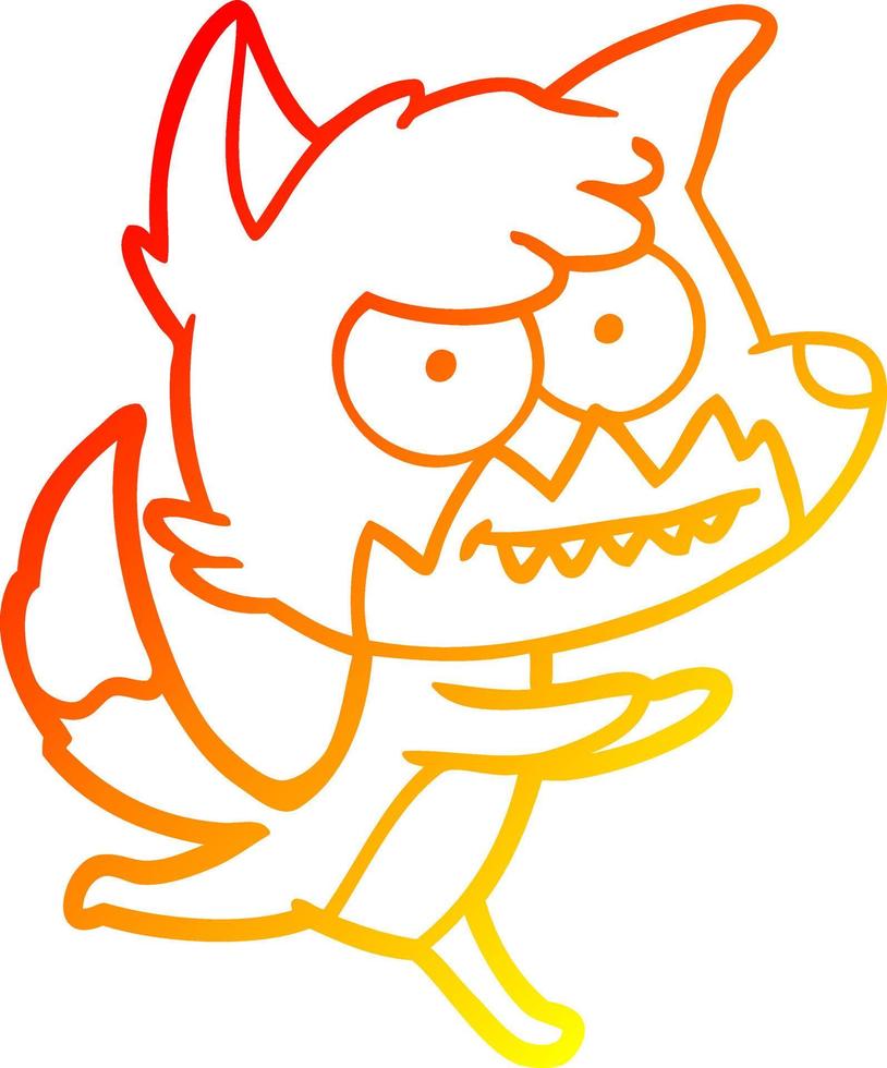 warm gradient line drawing cartoon grinning fox vector