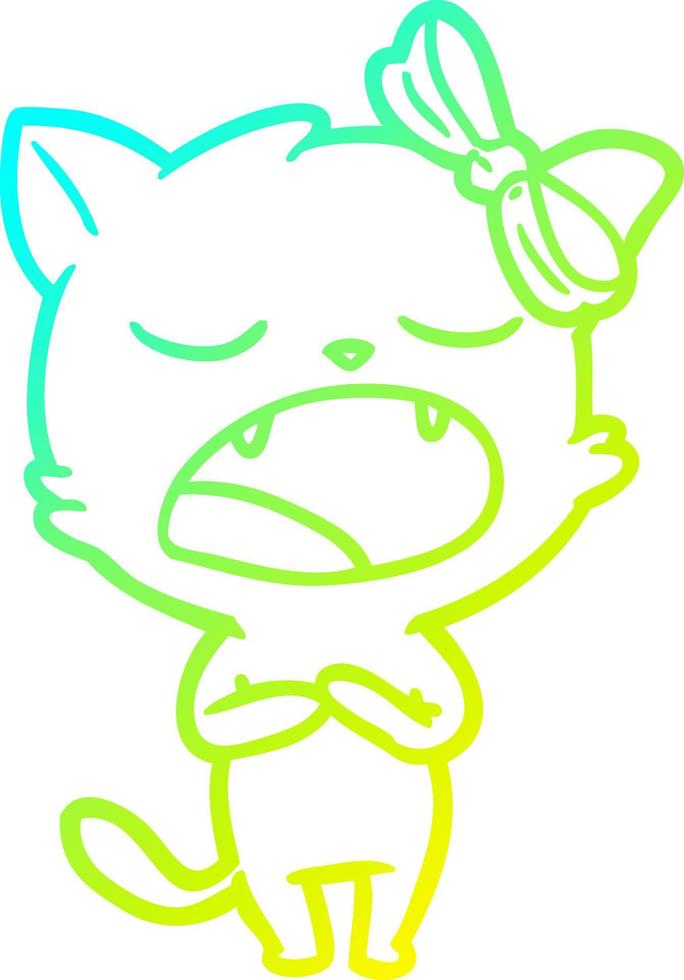 cold gradient line drawing cartoon singing cat vector