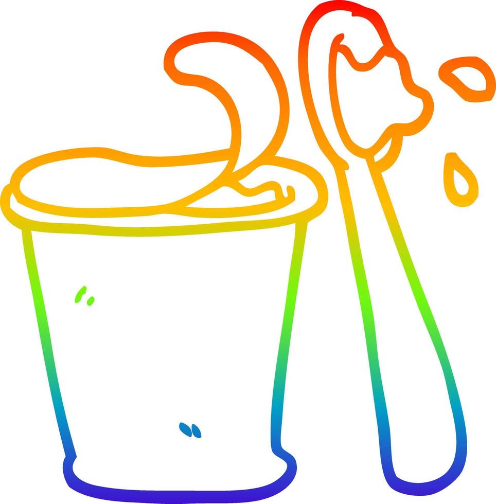 rainbow gradient line drawing cartoon yogurt vector