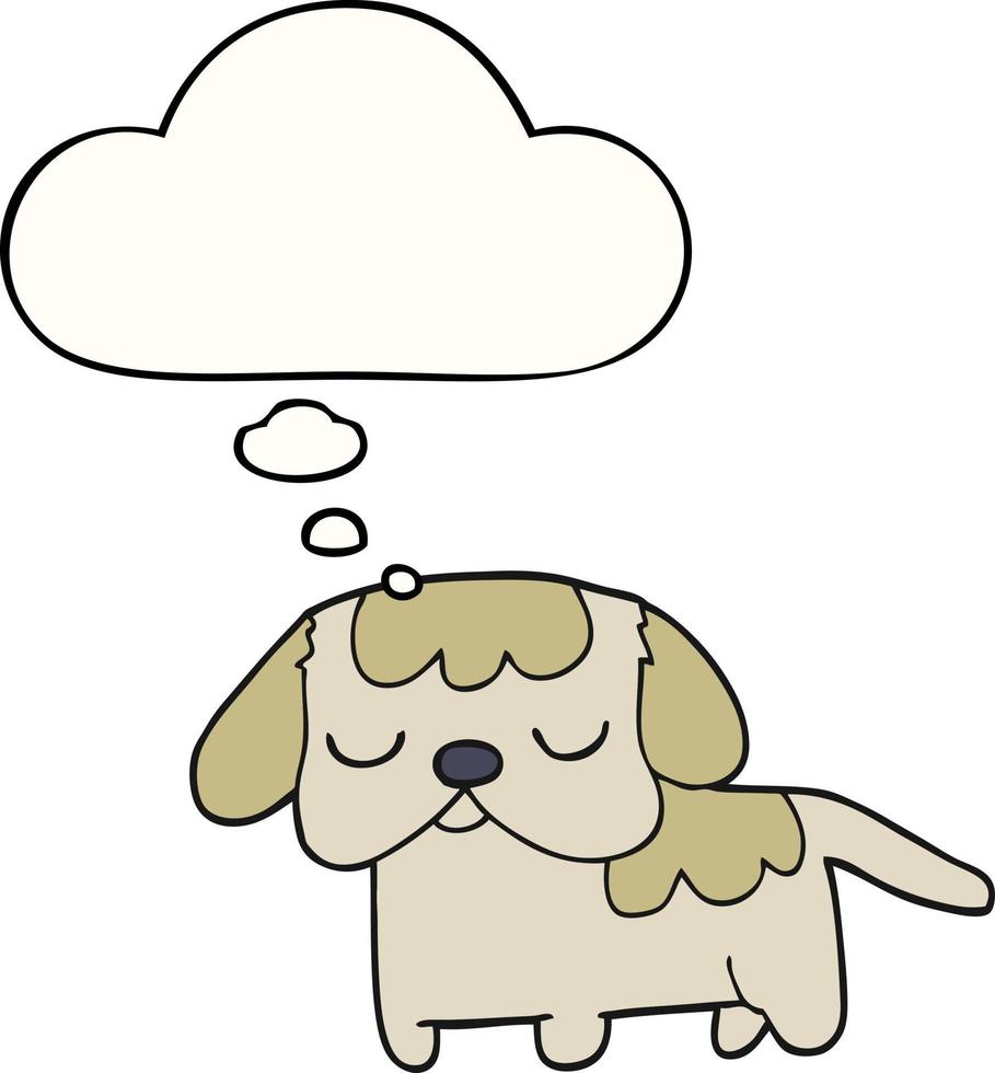 cute cartoon puppy and thought bubble vector