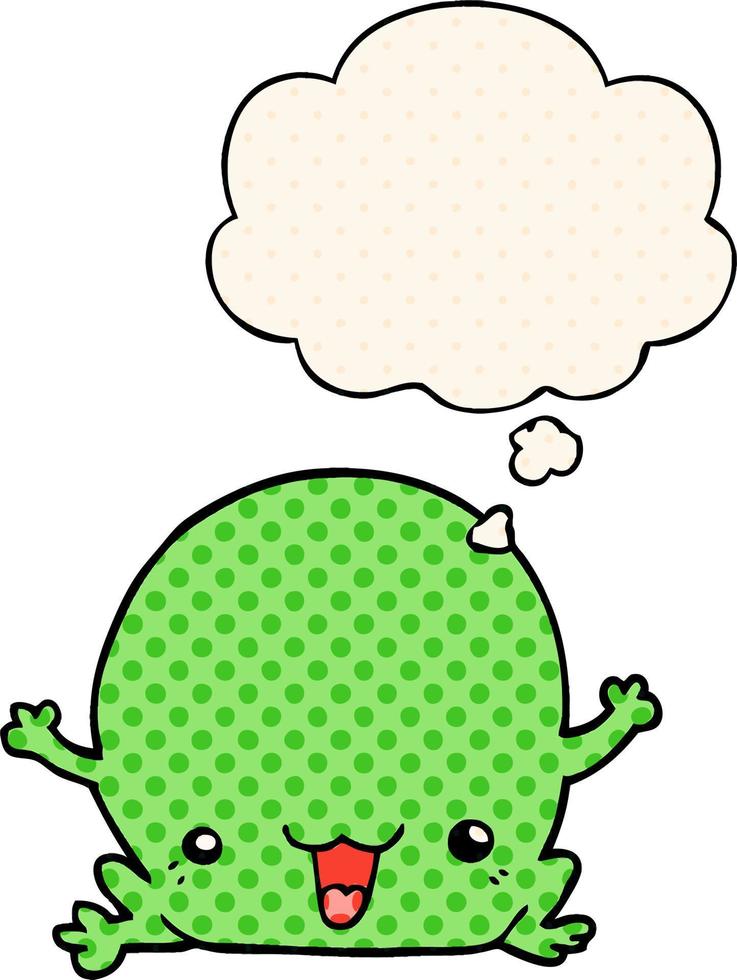 cartoon frog and thought bubble in comic book style vector