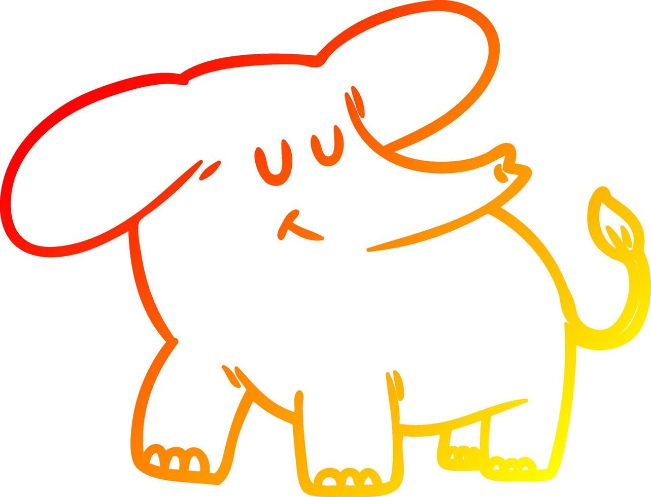 elefante de dibujos animados de dibujo lineal de gradiente cálido vector