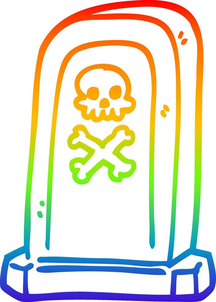 rainbow gradient line drawing cartoon spooky victorian grave vector