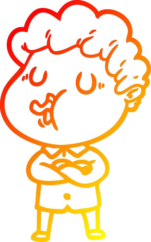 warm gradient line drawing cartoon man singing vector