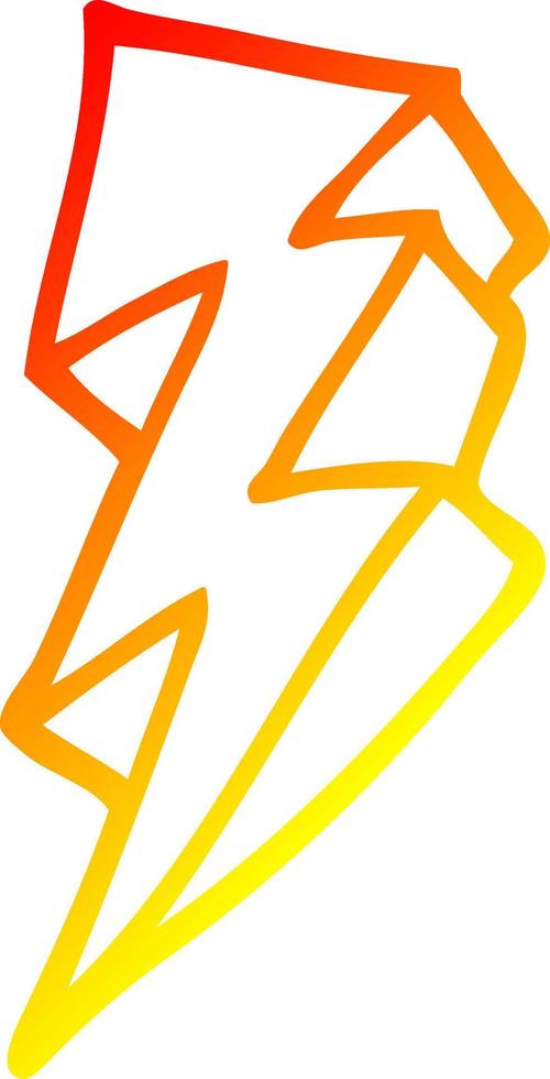 warm gradient line drawing cartoon lightning bolt vector