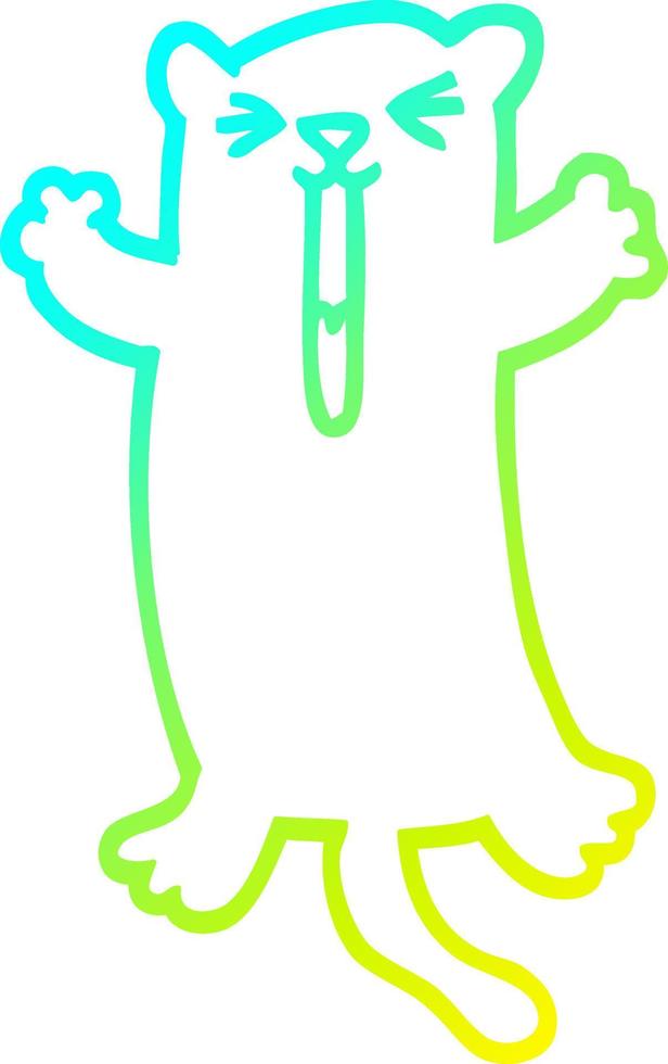 cold gradient line drawing cartoon happy cat vector