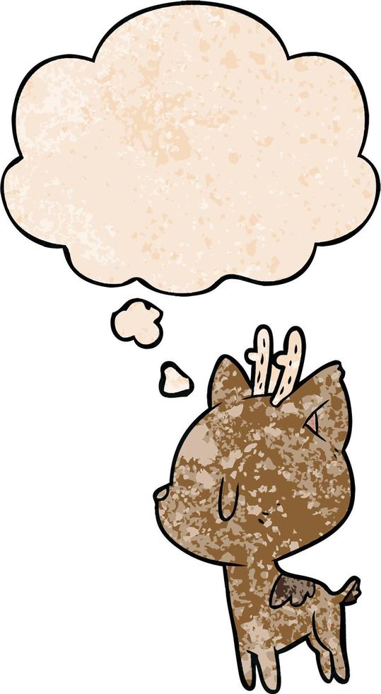 cartoon deer and thought bubble in grunge texture pattern style vector