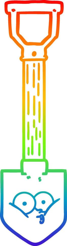 rainbow gradient line drawing cartoon shovel vector