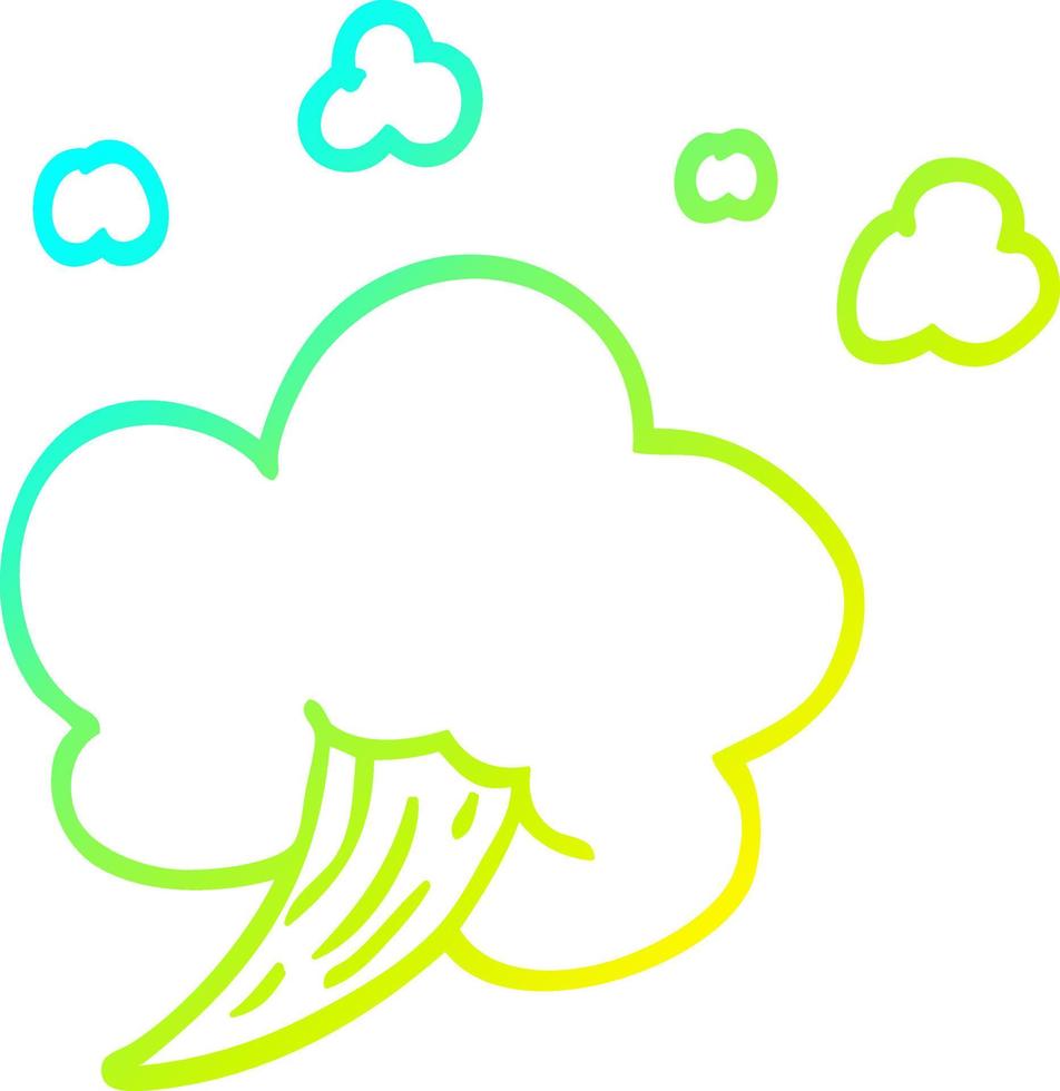 cold gradient line drawing cartoon gust of air vector