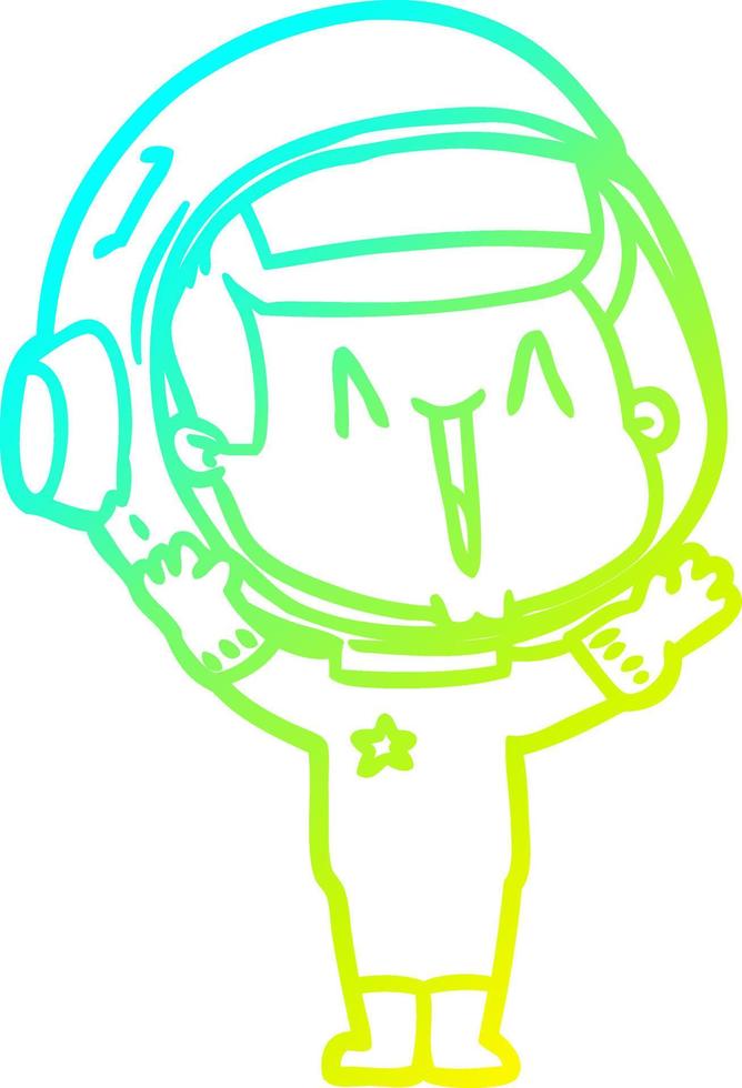 cold gradient line drawing happy cartoon astronaut vector