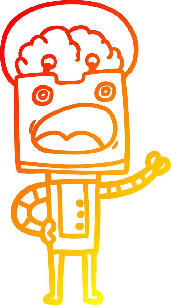warm gradient line drawing cartoon robot vector
