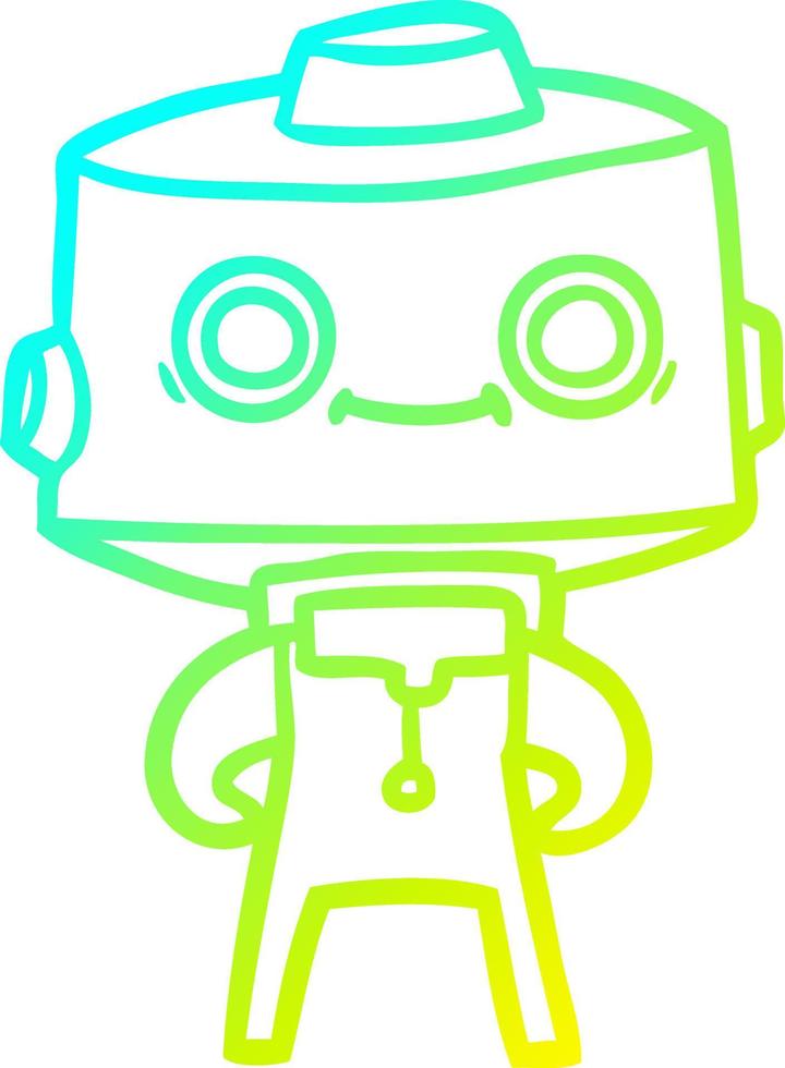 cold gradient line drawing cartoon robot vector