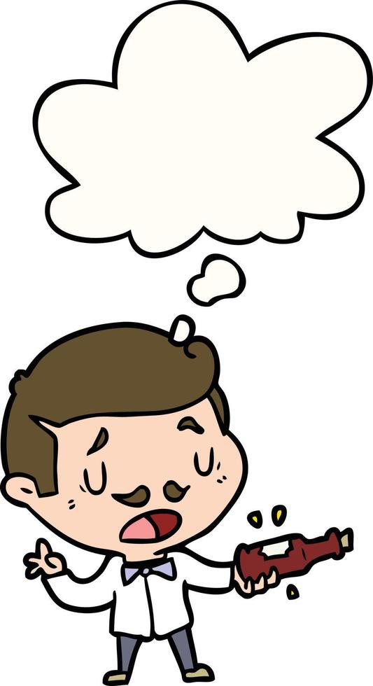 cartoon wine expert and thought bubble vector